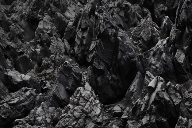 Black volcanic rock texture background Closeup of black volcanic rock