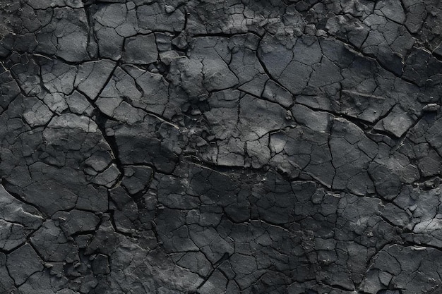 Foto una roccia vulcanica nera con una piccola crepa