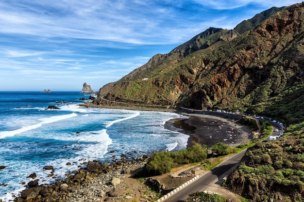 Black volcanic sand beach Beniho