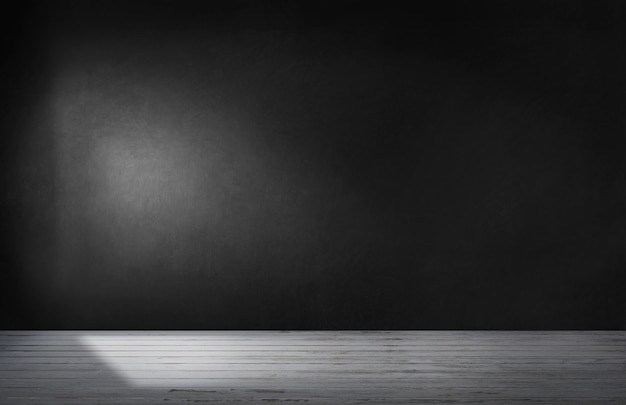 Photo black wall in an empty room with concrete floor