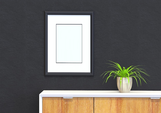 BLACK WALL IN LIVING ROOM INTERIOR, FRAME