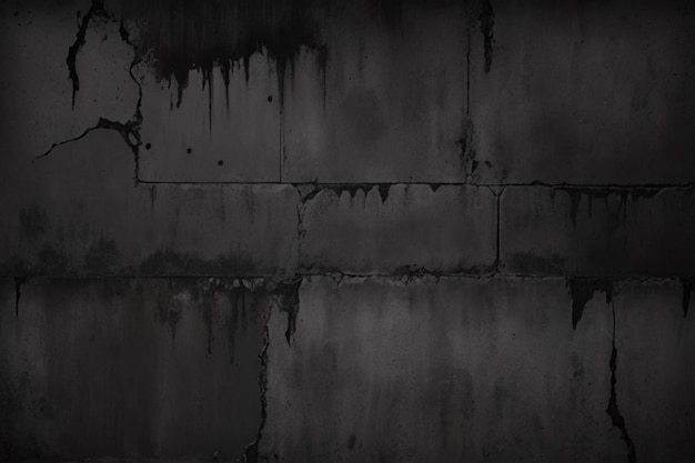 Черная стена текстура грубый фон темный бетонный пол или старый гранж-фон с черным