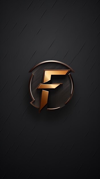 Photo a black wall with a gold logo that says f