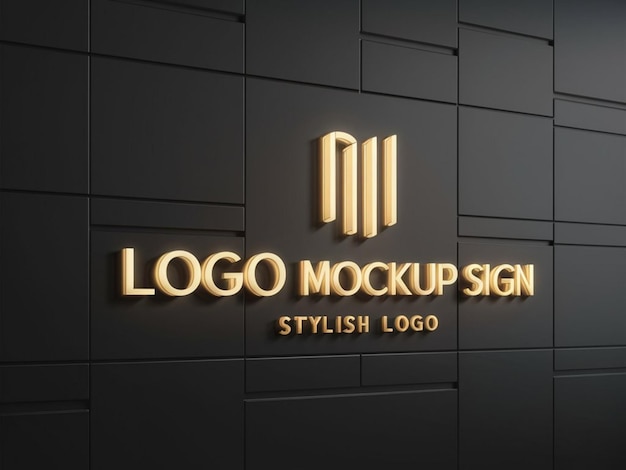 Photo a black wall with a logo for modern design
