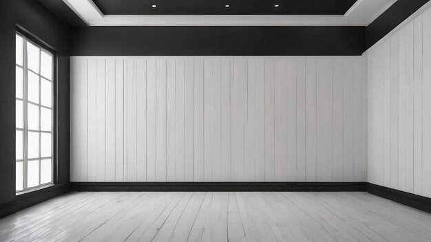 Black wall with white wooden floor product background