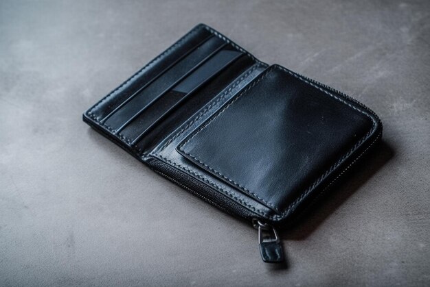 A black wallet with a black card on it.