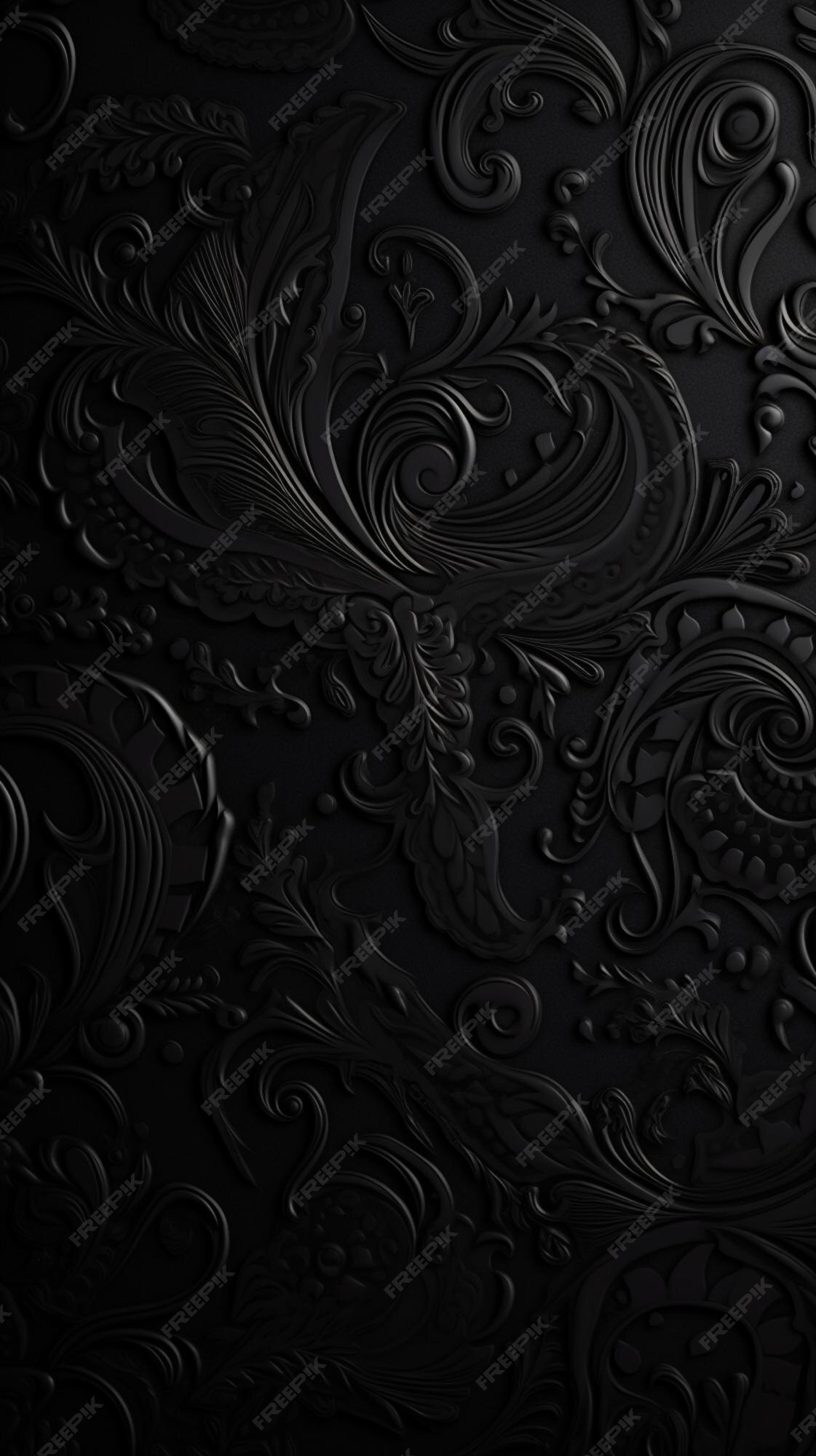 Premium AI Image | Black wallpaper with a dragon design on it.