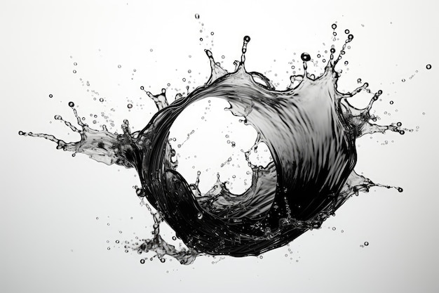 Photo black water liquid splash in sphere professional advertising photography ai generated