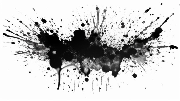 Black watercolor ink grunge splash isolated on white background Generative ai