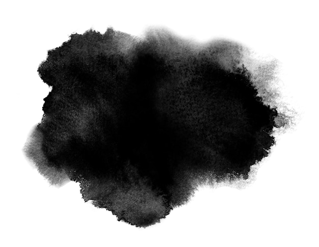 Фото Черное пятно акварели с вкраплениями мытья. акварель