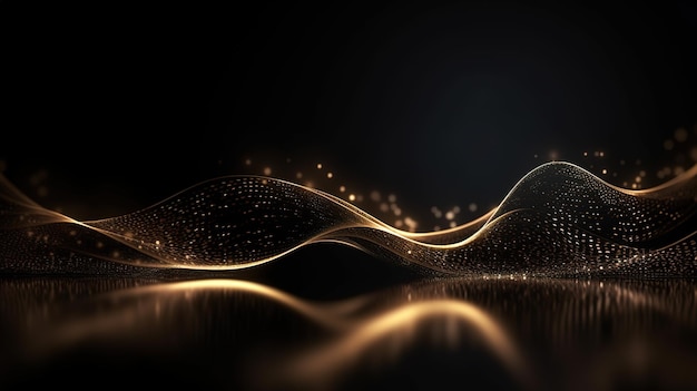 A Black Wavy Bokeh Shiny Abstract Background Generative AI