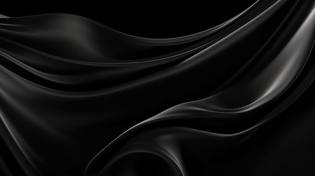 black wavy silk fabric texture background