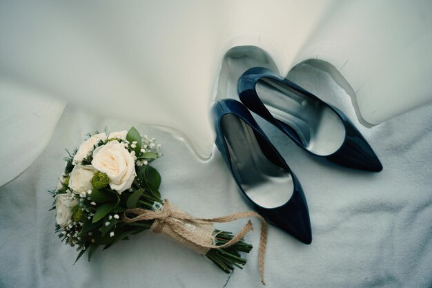 Black wedding shoes with accessories