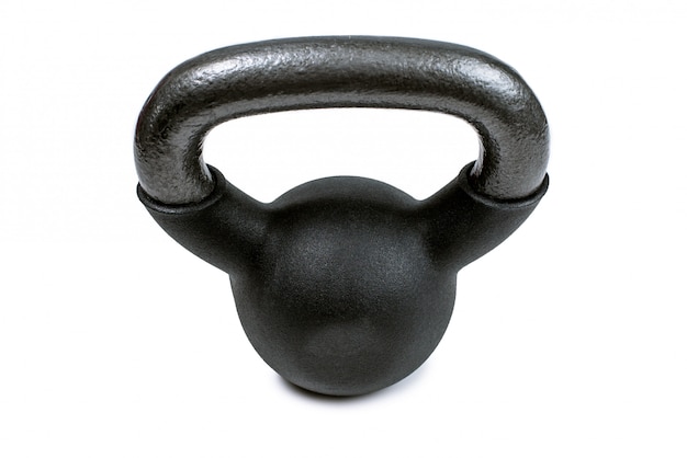 Black weight isolated on white. 4 kg weight.