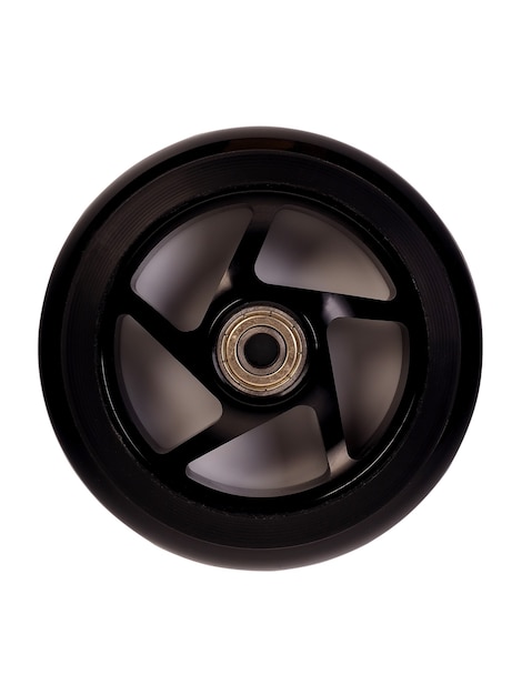 Photo black wheel of scooter isolated