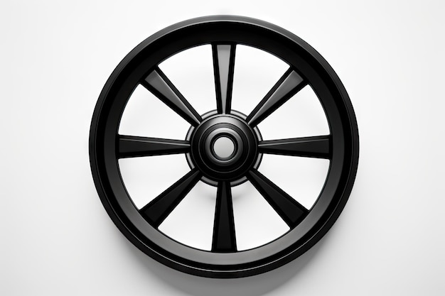 black wheel on white