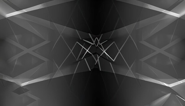 Black white abstract background Geometric shape Lines triangles 3d effect Light glow