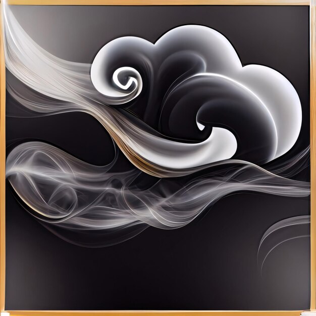 Photo black and white abstract background with a black frame and a white cloud