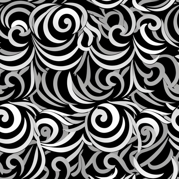 Photo a black and white abstract background with swirls and curves generative ai