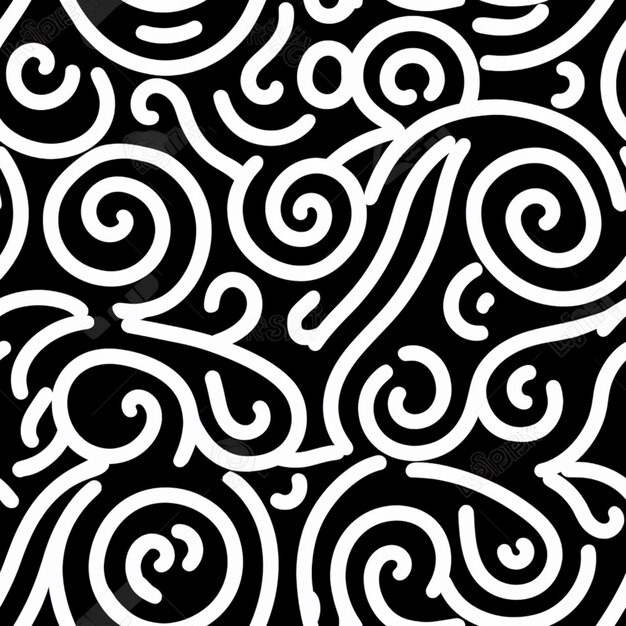 A black and white abstract background with swirls and dots generative ai