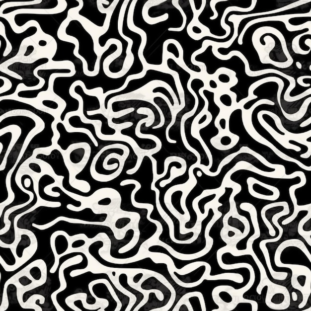 a black and white abstract background with swirls and lines generative ai