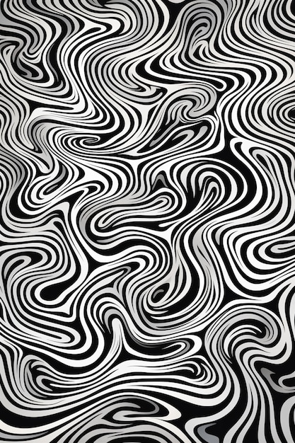черно-белый абстрактный фон с вихрями и линиями генеративной ai