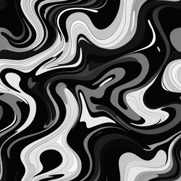 黒と白の抽象的な背景と波状の線 生成的なai