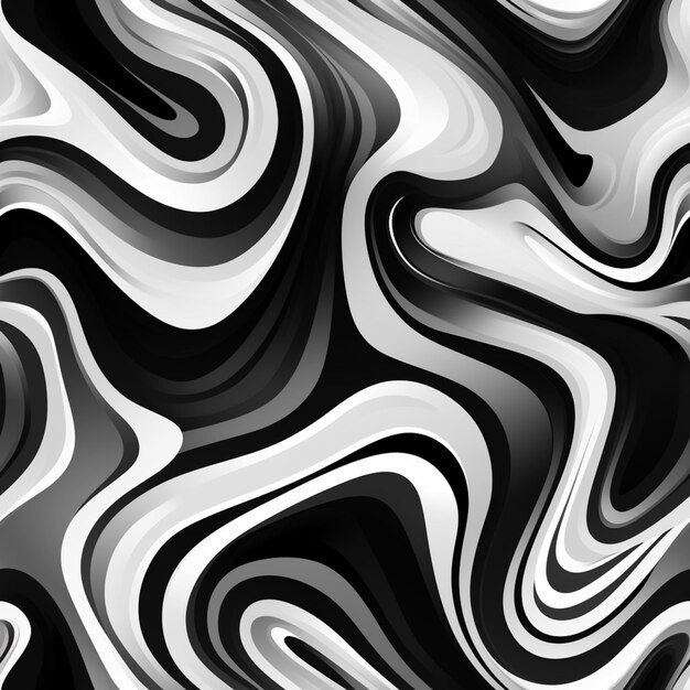 黒と白の抽象的な背景と波状の線 生成的なai