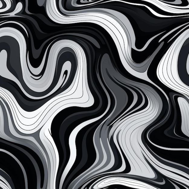 a black and white abstract background with wavy lines generative ai