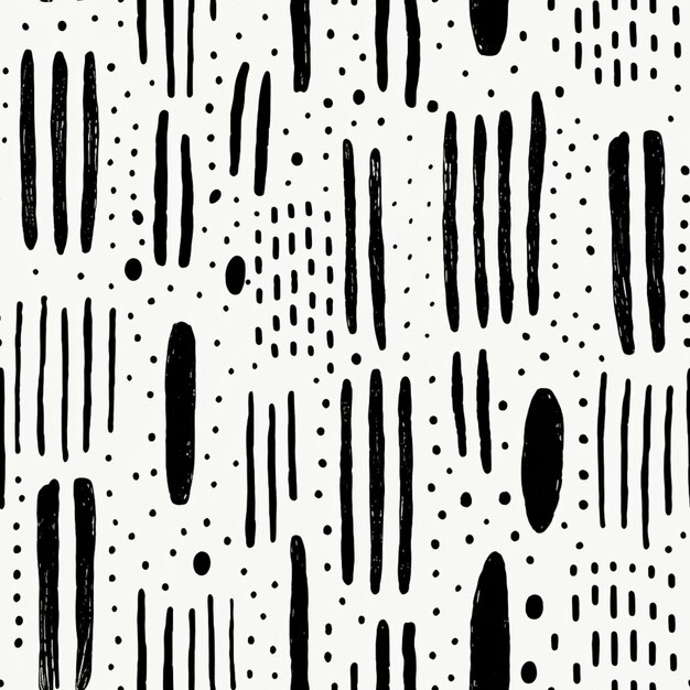 Photo black and white abstract brush strokes seamless pattern vector generative ai