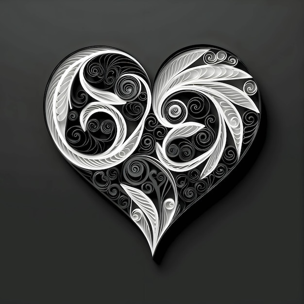 Black and white abstract heart