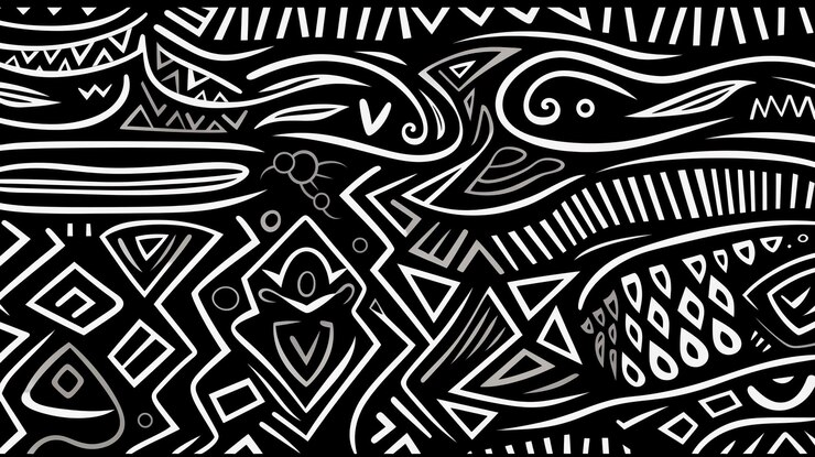 Photo a black and white abstract illustration of a fish and geometric shapes