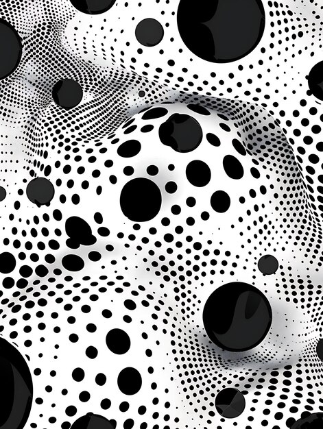 a black and white abstract image of circles and dots