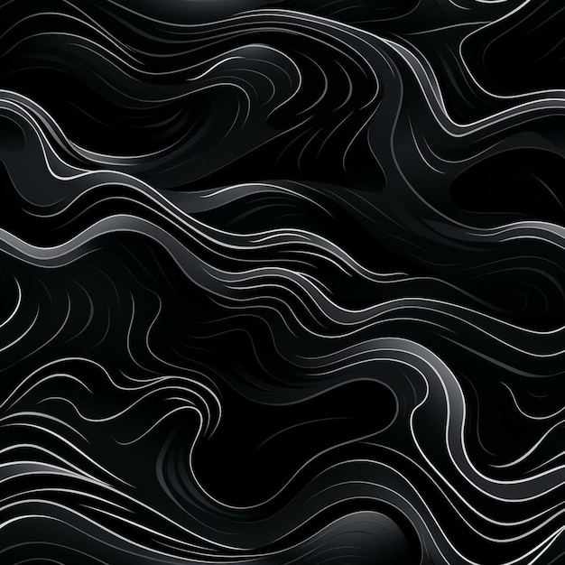 Черно-белое абстрактное изображение волны с волнистыми линиями.