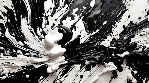 Photo black and white abstract paint brush wallpaper 4k background with paint splatters brushstrokes clean minimal textured wallpaper