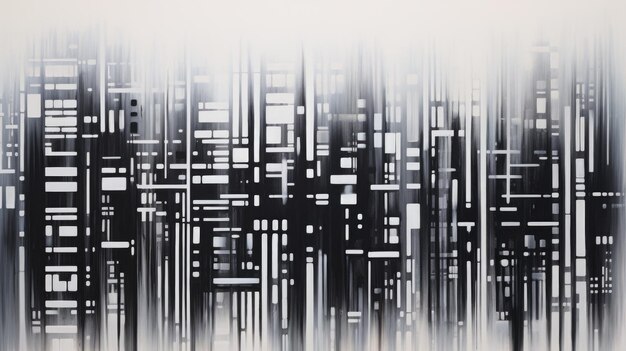 A black and white abstract painting with many lines ai