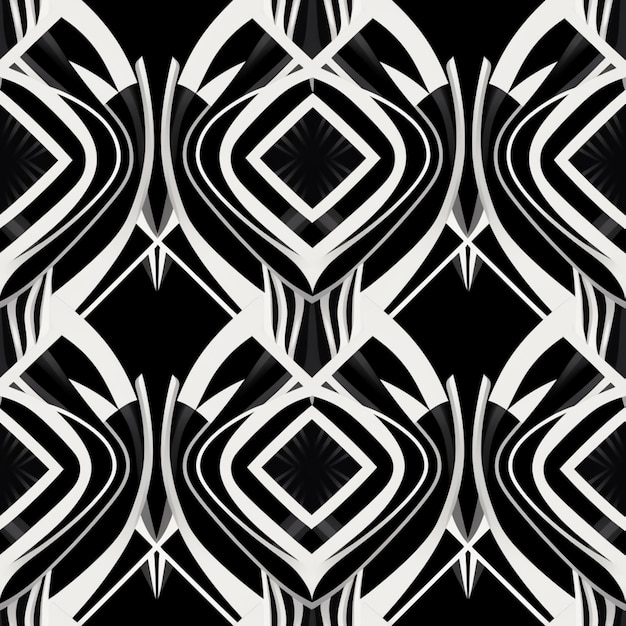 A black and white abstract pattern with a wavy design generative ai