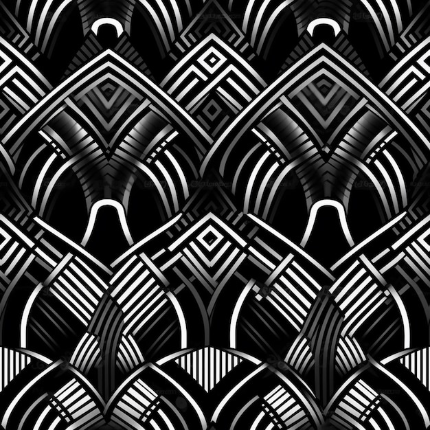 A black and white abstract pattern with wavy lines generative ai