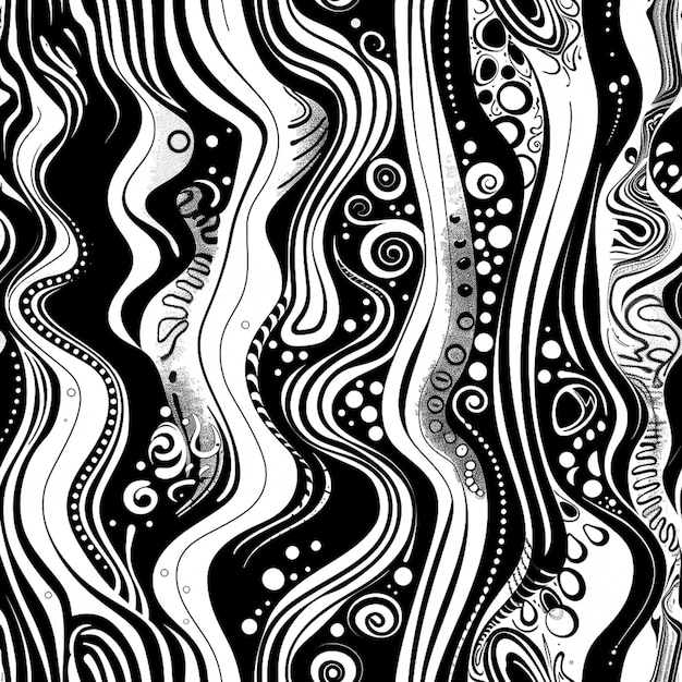 Photo a black and white abstract pattern with wavy lines