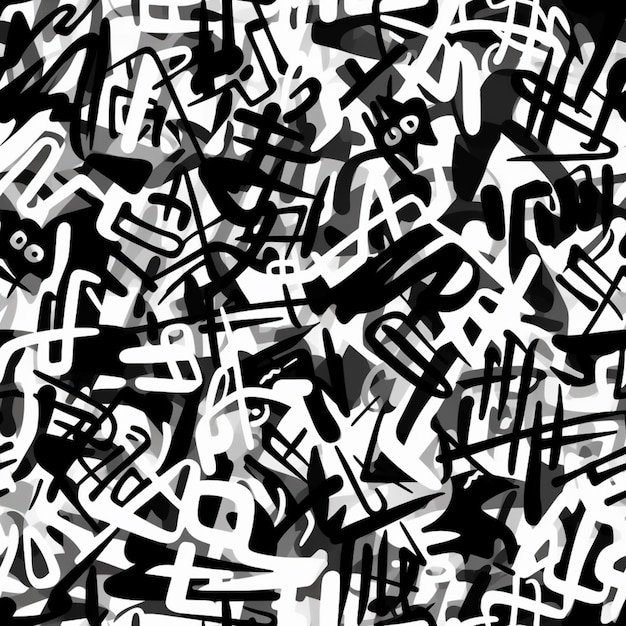 Black and white abstract pattern with the word music on it.