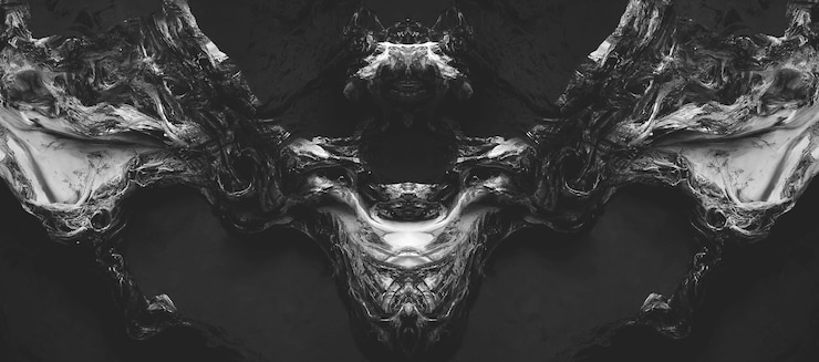Photo 黒と白の抽象的な怖い劇的な背景神秘的な画像暗い背景3dイラスト
