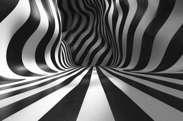 Black and white abstract striped background optical illusion smooth and wavy lines