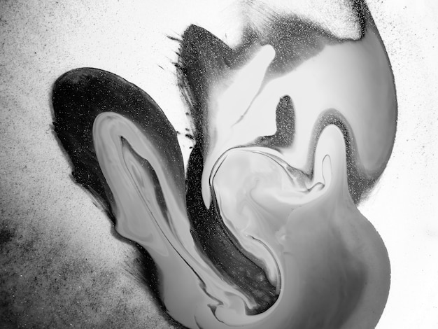 black and white acrylic paint texture with abstract organic shapes for creative designs
