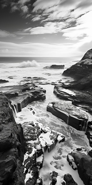 Black And White Aerial Photography Of Majestic Coastal Landscapes