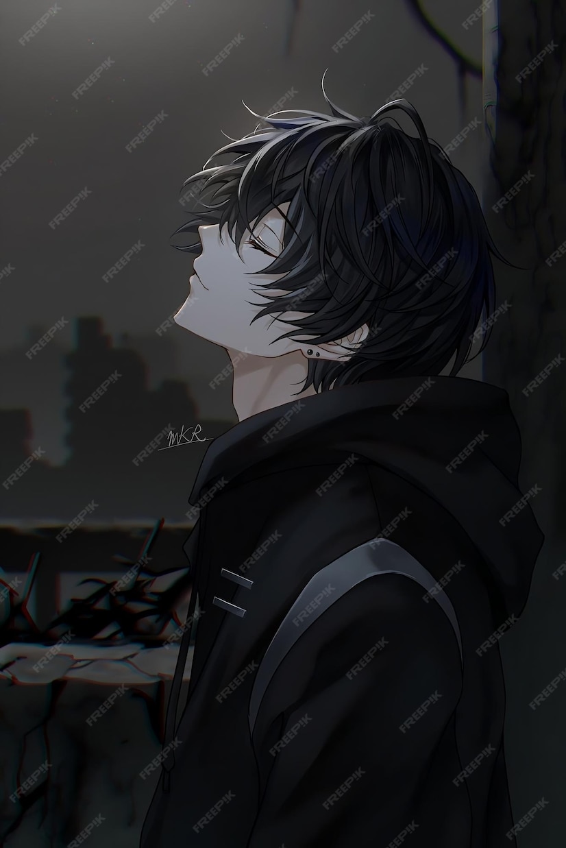 Premium Photo | Black and White Anime Boy Wallpaper