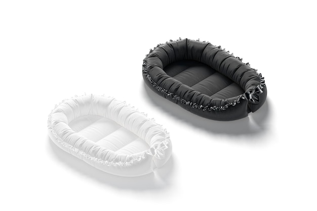 Black and white babynest lounger mockup Textile nest or portable capsule mock up Protection cradle
