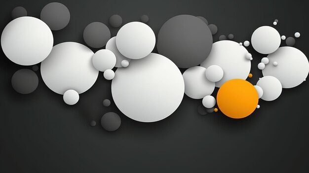 A black and white background with circles and orange circles.