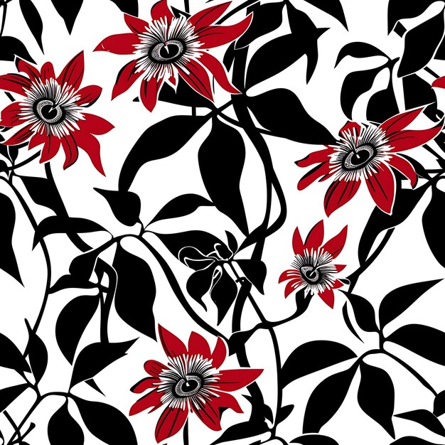 Photo a black and white background with flowers and black leaves