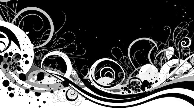 Photo black and white background with swirls and bubbles generative ai