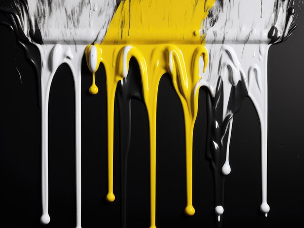 A black and white background with yellow paint drip generative ai